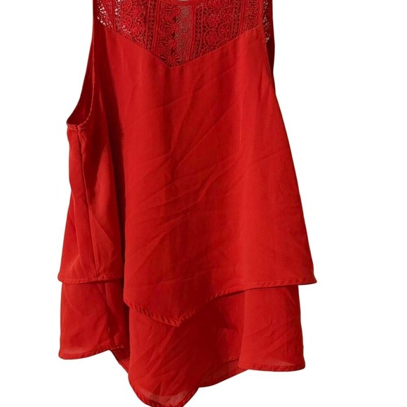 Monteau Tops - Monteau Los Angeles Orange top lace Neck Women's Large